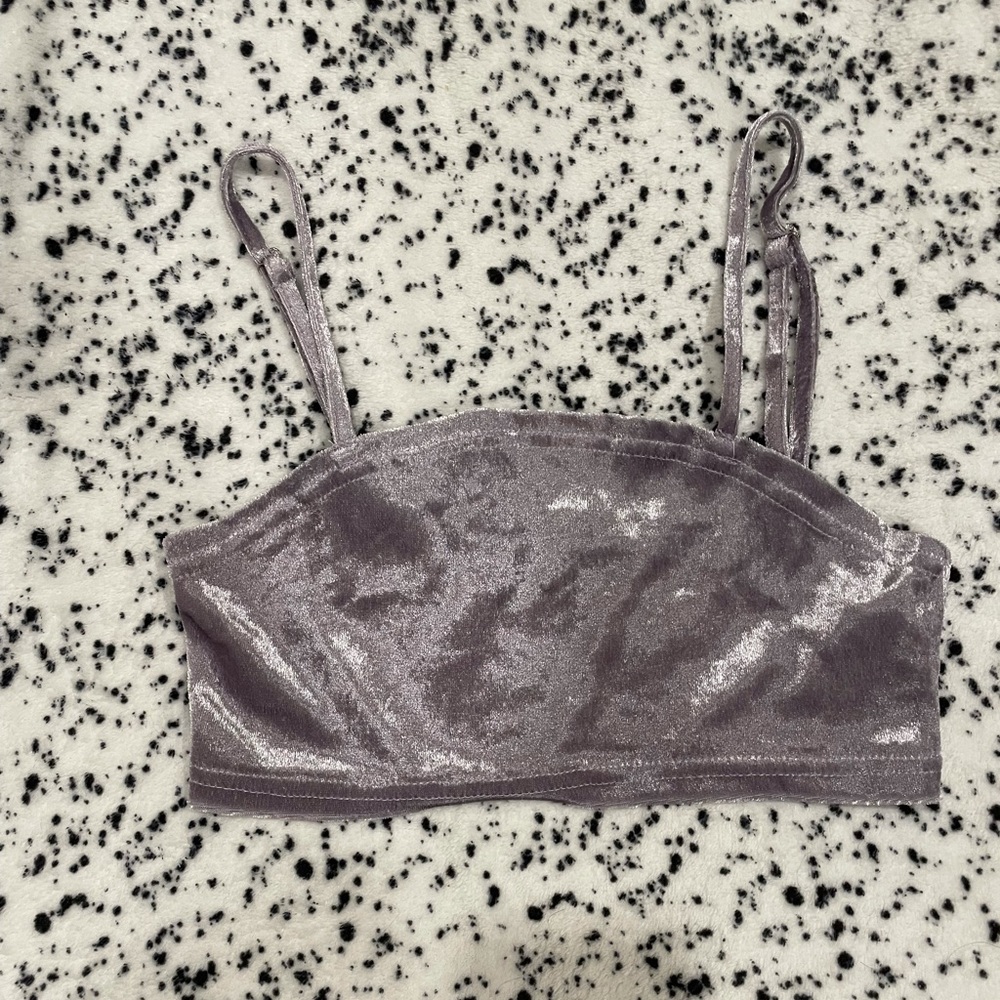 LAVENDER VELVET STRAPPY CROP TOP